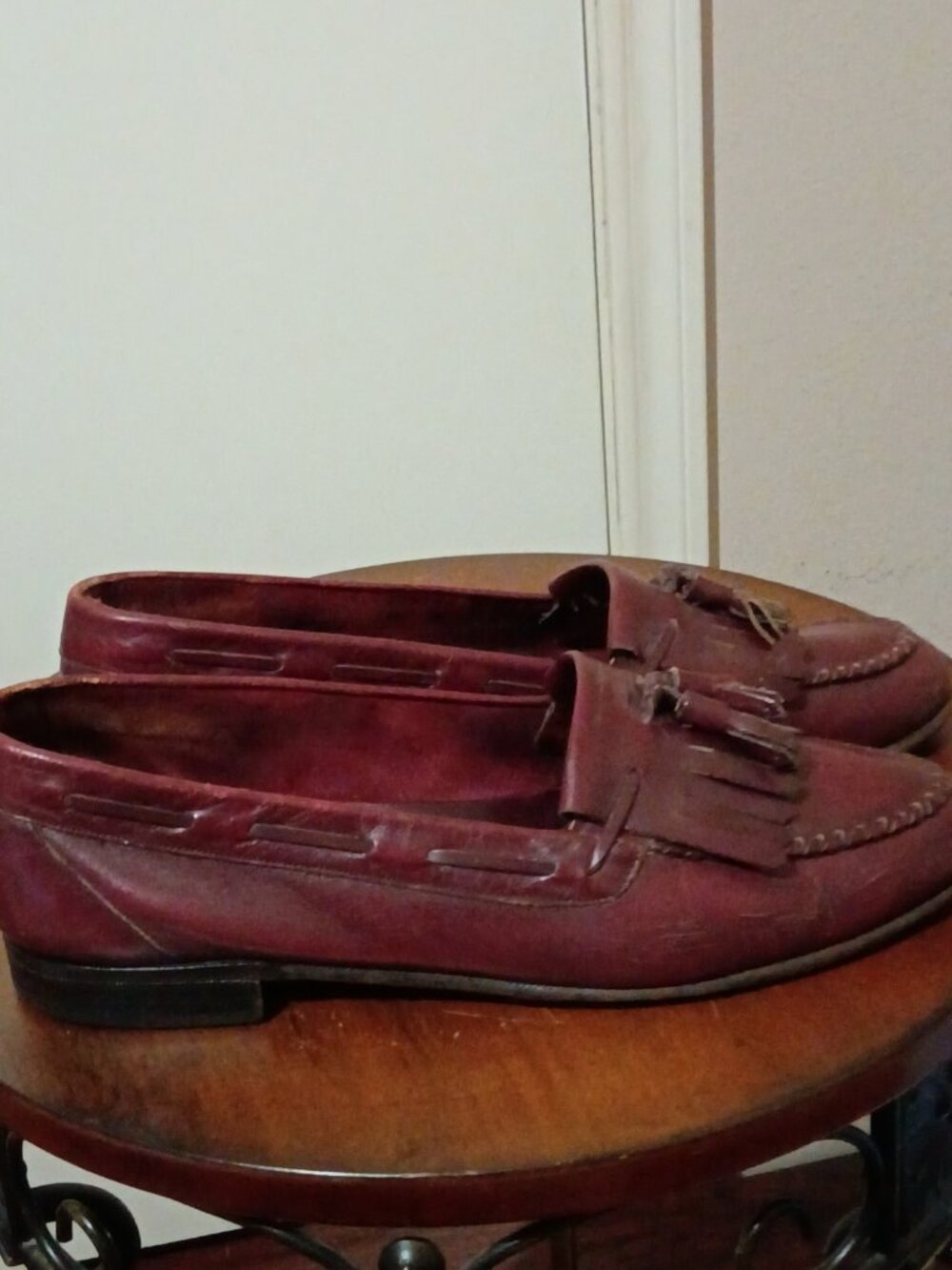 Men's Bally Mens Lorenzo Tassel Loafer Burgundy Soft Leather Dress Shoes 9.5M